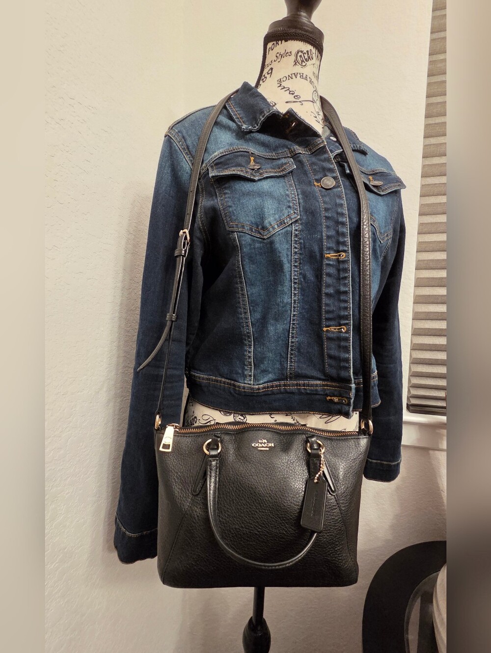 Coach Small Kelsey Satchel Black Pebbled Leather-Gold Tone Hardware- Crossbody